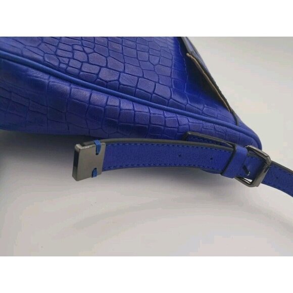 Royal Blue T Tahari Purse Alligator Crocodile Medium Preowned EUC Fast Ship - Picture 7 of 14